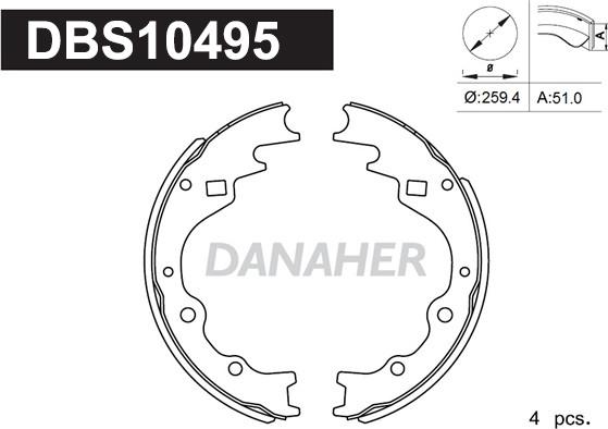 Danaher DBS10495 - Kit ganasce freno autozon.pro