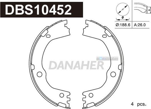 Danaher DBS10452 - Kit ganasce, Freno stazionamento autozon.pro