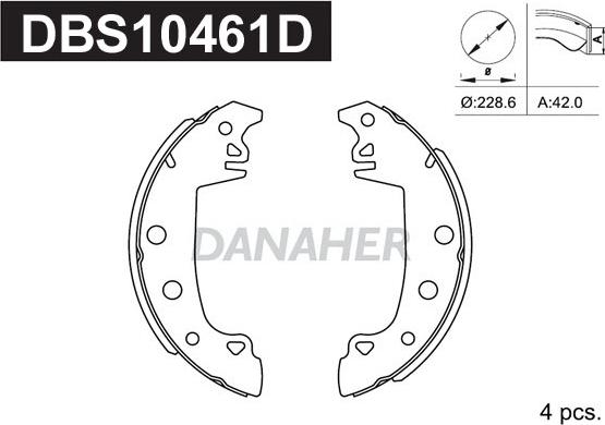 Danaher DBS10461D - Kit ganasce freno autozon.pro