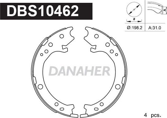 Danaher DBS10462 - Kit ganasce, Freno stazionamento autozon.pro