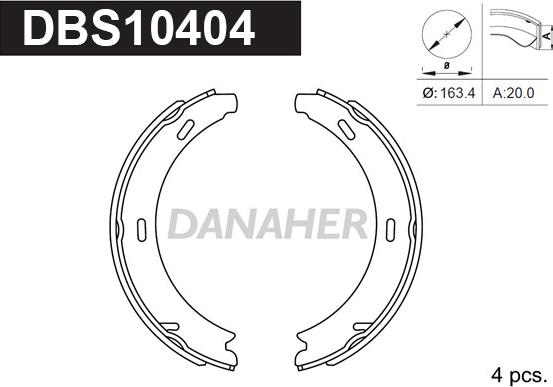 Danaher DBS10404 - Kit ganasce, Freno stazionamento autozon.pro