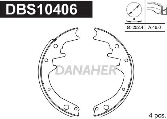 Danaher DBS10406 - Kit ganasce freno autozon.pro