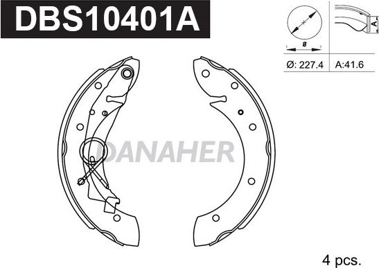 Danaher DBS10401A - Kit ganasce freno autozon.pro