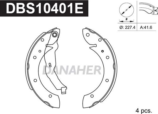 Danaher DBS10401E - Kit ganasce freno autozon.pro