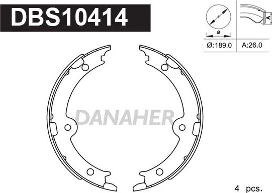 Danaher DBS10414 - Kit ganasce, Freno stazionamento autozon.pro