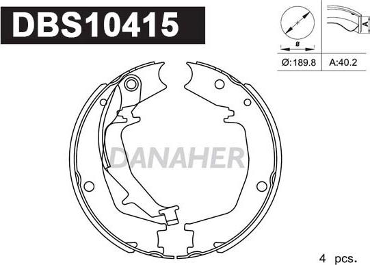 Danaher DBS10415 - Kit ganasce, Freno stazionamento autozon.pro