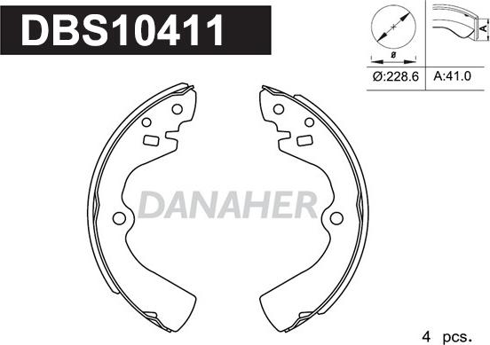 Danaher DBS10411 - Kit ganasce freno autozon.pro