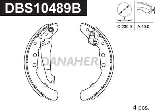 Danaher DBS10489B - Kit ganasce freno autozon.pro