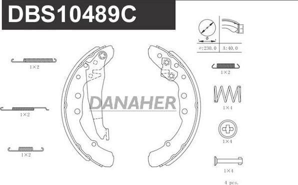 Danaher DBS10489C - Kit ganasce freno autozon.pro