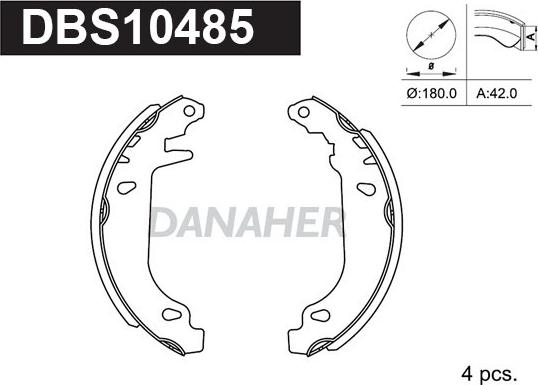 Danaher DBS10485 - Kit ganasce freno autozon.pro