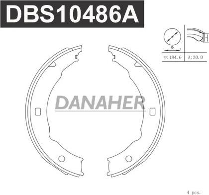 Danaher DBS10486A - Kit ganasce, Freno stazionamento autozon.pro