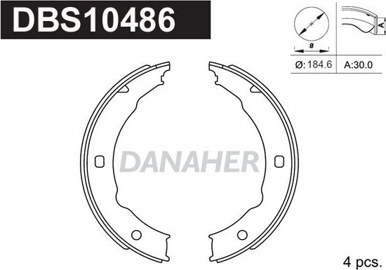 Danaher DBS10486 - Kit ganasce, Freno stazionamento autozon.pro