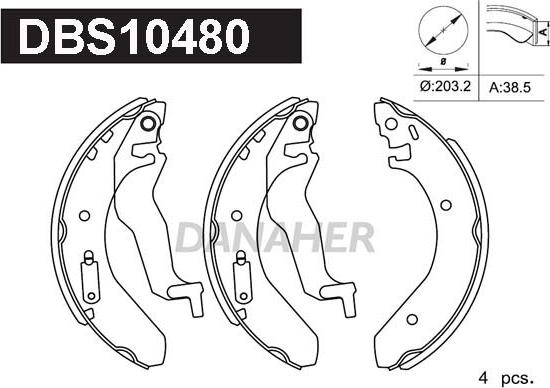 Danaher DBS10480 - Kit ganasce freno autozon.pro