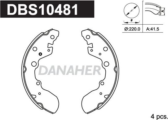 Danaher DBS10481 - Kit ganasce freno autozon.pro