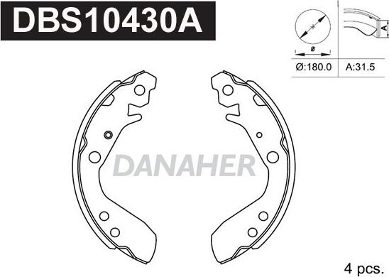 Danaher DBS10430A - Kit ganasce freno autozon.pro