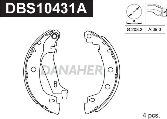 Danaher DBS10431A - Kit ganasce freno autozon.pro