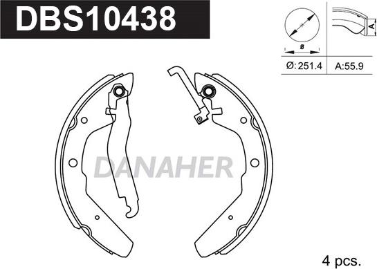 Danaher DBS10438 - Kit ganasce freno autozon.pro