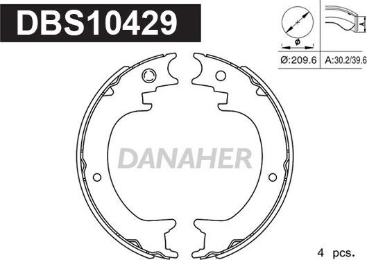 Danaher DBS10429 - Kit ganasce, Freno stazionamento autozon.pro