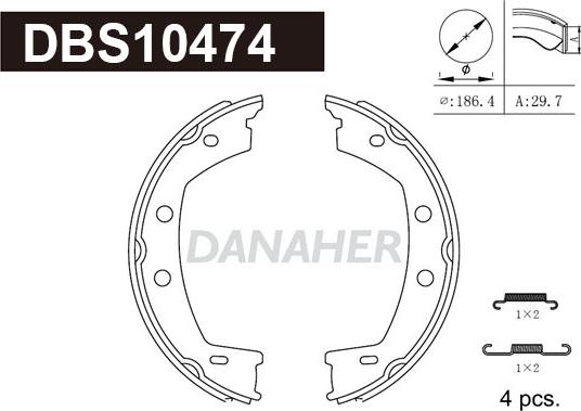 Danaher DBS10474 - Kit ganasce, Freno stazionamento autozon.pro