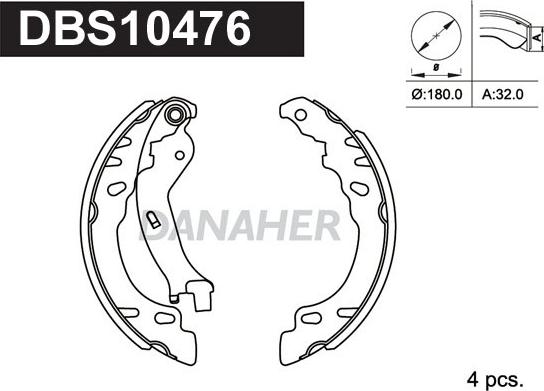 Danaher DBS10476 - Kit ganasce freno autozon.pro