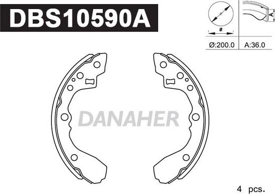 Danaher DBS10590A - Kit ganasce freno autozon.pro