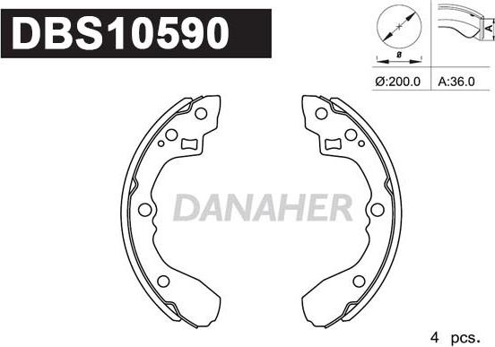 Danaher DBS10590 - Kit ganasce freno autozon.pro