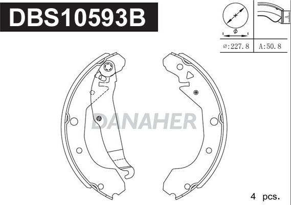 Danaher DBS10593B - Kit ganasce freno autozon.pro