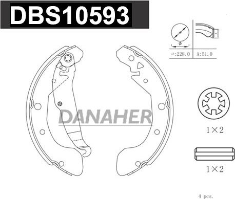 Danaher DBS10593 - Kit ganasce freno autozon.pro