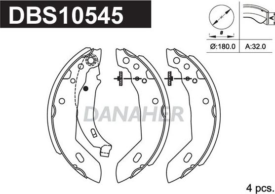 Danaher DBS10545 - Kit ganasce freno autozon.pro