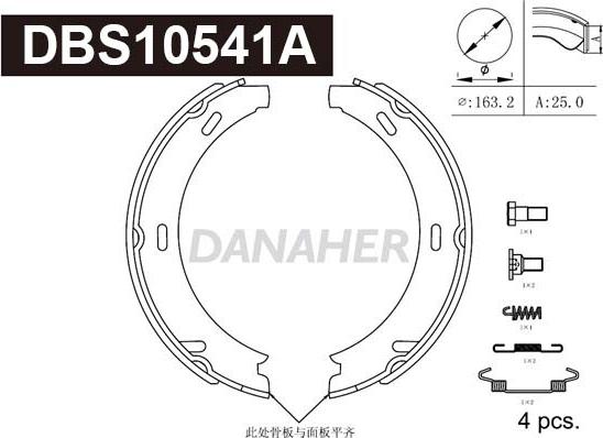 Danaher DBS10541A - Kit ganasce, Freno stazionamento autozon.pro