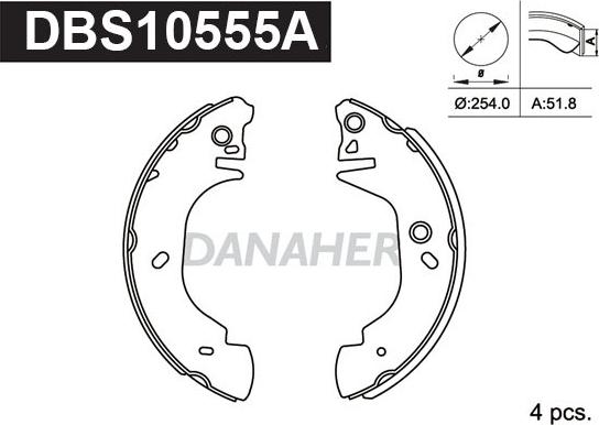 Danaher DBS10555A - Kit ganasce freno autozon.pro