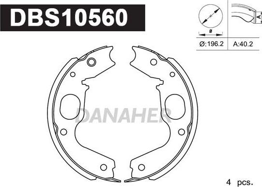 Danaher DBS10560 - Kit ganasce, Freno stazionamento autozon.pro