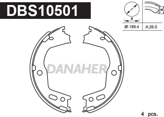 Danaher DBS10501 - Kit ganasce, Freno stazionamento autozon.pro