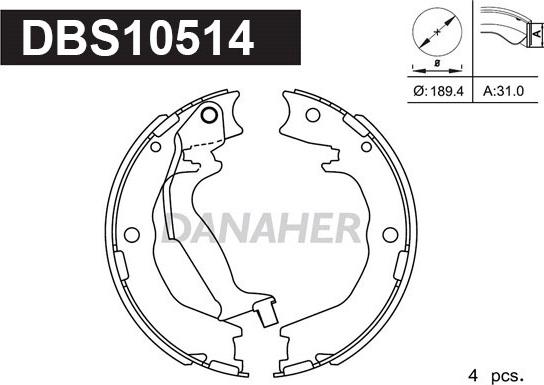 Danaher DBS10514 - Kit ganasce, Freno stazionamento autozon.pro