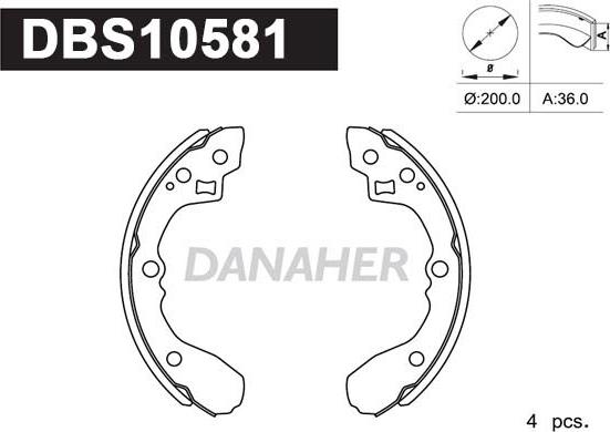 Danaher DBS10581 - Kit ganasce freno autozon.pro