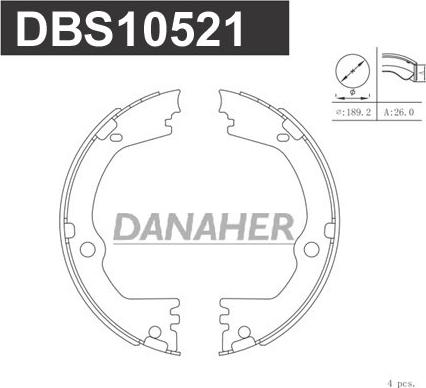 Danaher DBS10521 - Kit ganasce, Freno stazionamento autozon.pro