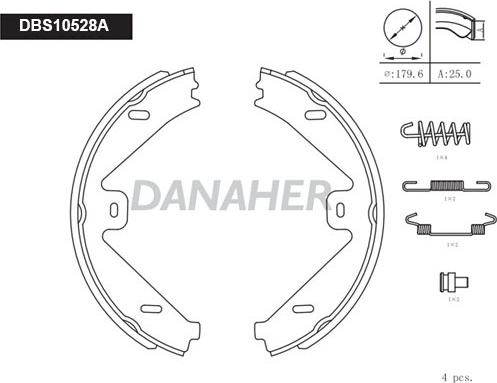 Danaher DBS10528A - Kit ganasce, Freno stazionamento autozon.pro