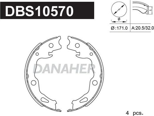 Danaher DBS10570 - Kit ganasce, Freno stazionamento autozon.pro