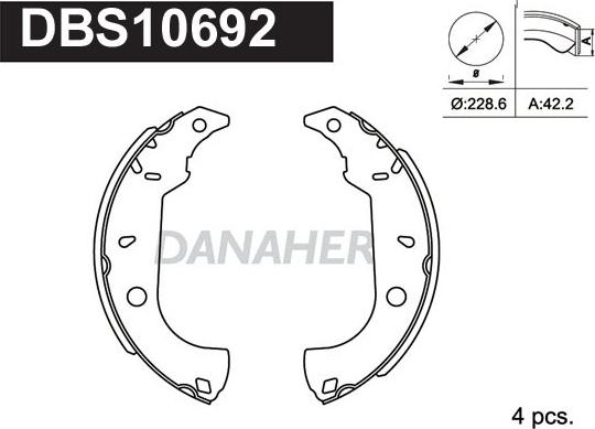 Danaher DBS10692 - Kit ganasce freno autozon.pro