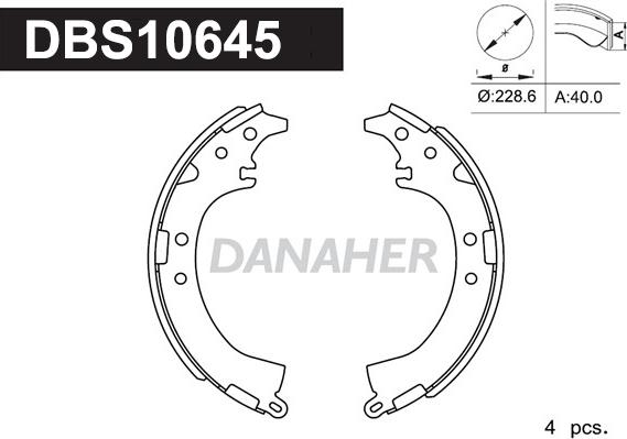 Danaher DBS10645 - Kit ganasce freno autozon.pro