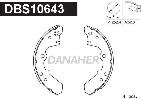 Danaher DBS10643 - Kit ganasce freno autozon.pro