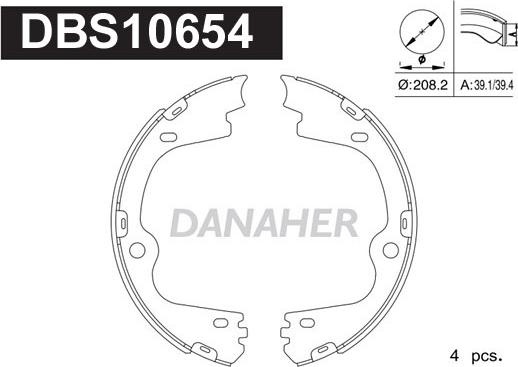 Danaher DBS10654 - Kit ganasce, Freno stazionamento autozon.pro