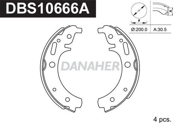 Danaher DBS10666A - Kit ganasce freno autozon.pro