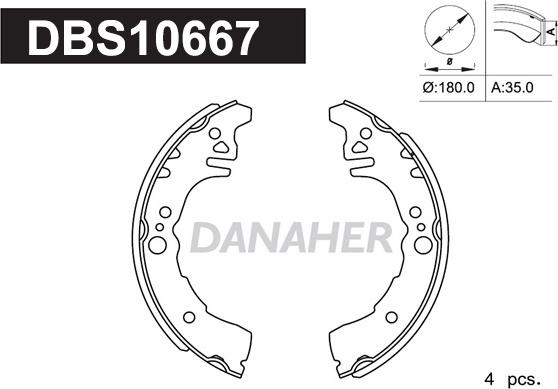 Danaher DBS10667 - Kit ganasce freno autozon.pro