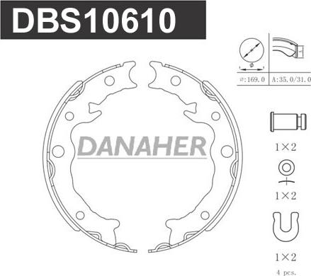 Danaher DBS10610 - Kit ganasce, Freno stazionamento autozon.pro