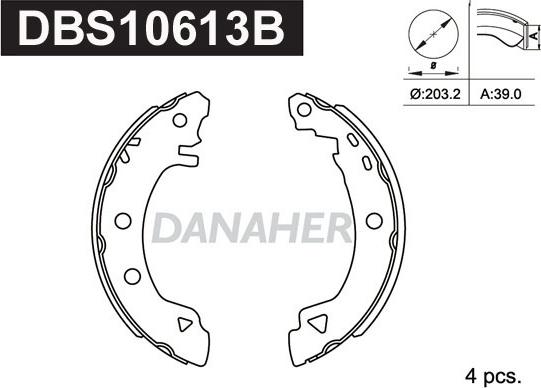 Danaher DBS10613B - Kit ganasce freno autozon.pro