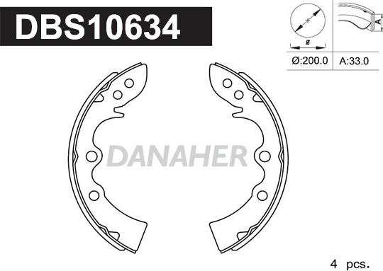 Danaher DBS10634 - Kit ganasce freno autozon.pro