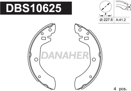 Danaher DBS10625 - Kit ganasce freno autozon.pro