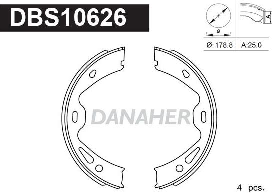 Danaher DBS10626 - Kit ganasce, Freno stazionamento autozon.pro