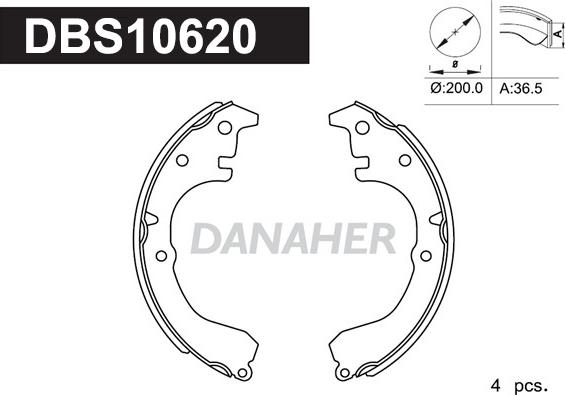 Danaher DBS10620 - Kit ganasce freno autozon.pro